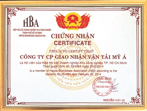 Chứng nhận Hiệp hội các doanh nghiệp Tp. HCM